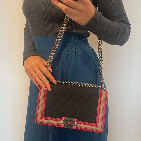 Chanel Fluo Boy Bag - Collection by Karl Lagerfeld in Blue Canvas - Picture 9 of 9